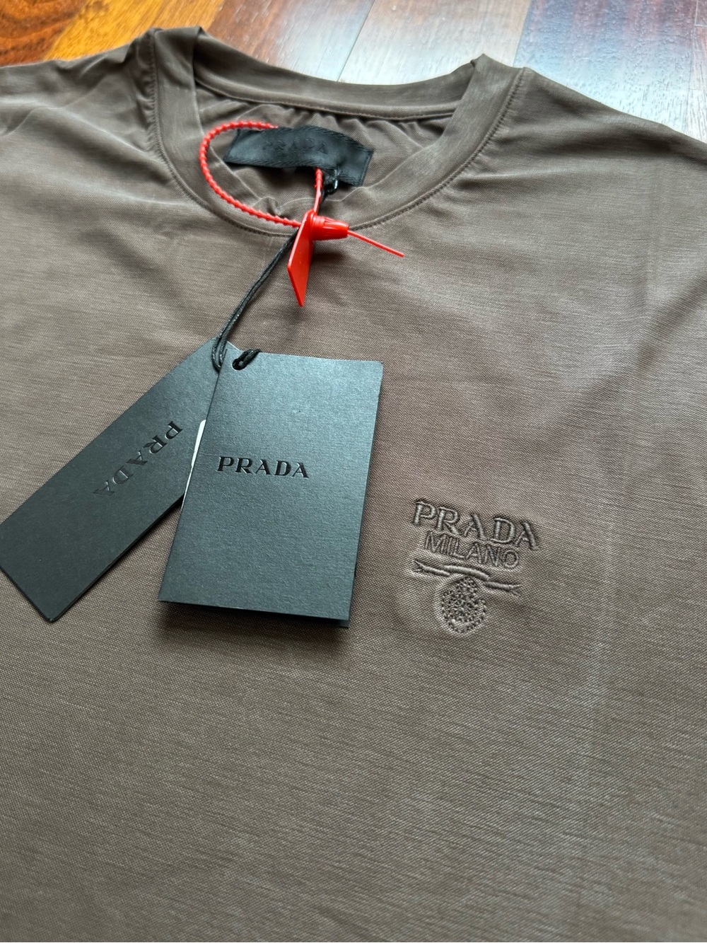 Prada Brown Tonal Logo Short Sleeve Tee